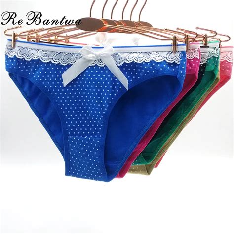 Rebantwa Cute Panties Women 2017 Hot Sale Pink Briefs Lace Dot Cotton Underwear Seamless Panties