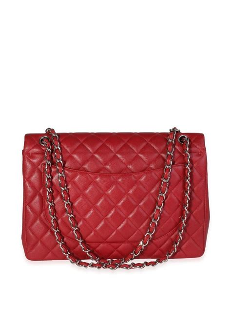 Pre Owned Chanel Jumbo Classic Flap Shoulder Bag In Red Modesens