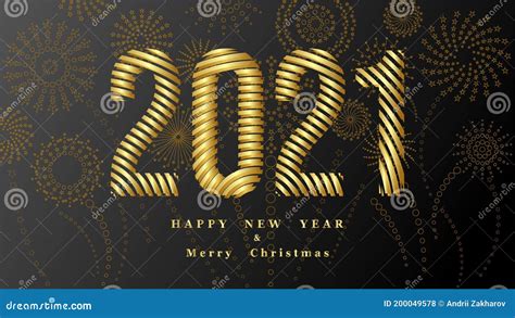 Happy New Year 2021 Holiday Vector Illustration Of Gold Metallic