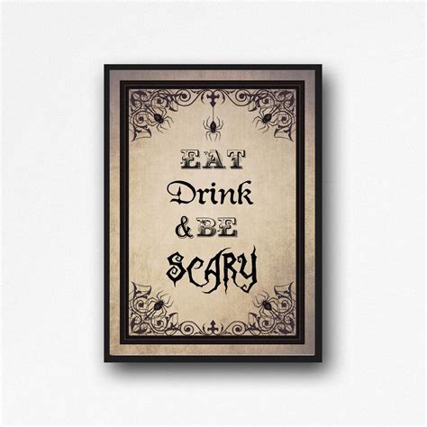 Halloween Sign Eat Drink And Be Scary Halloween Print Be Scary Print