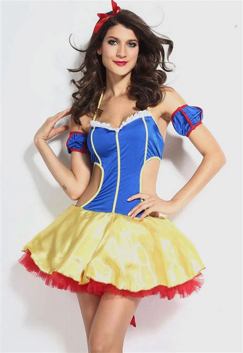 fantasy role playing snow white costume dress with headwear women clothing set sexy adult