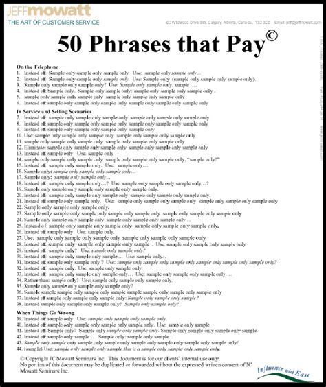 50 Phrases That Pay © Imagine Youre A Customer Phoning Two