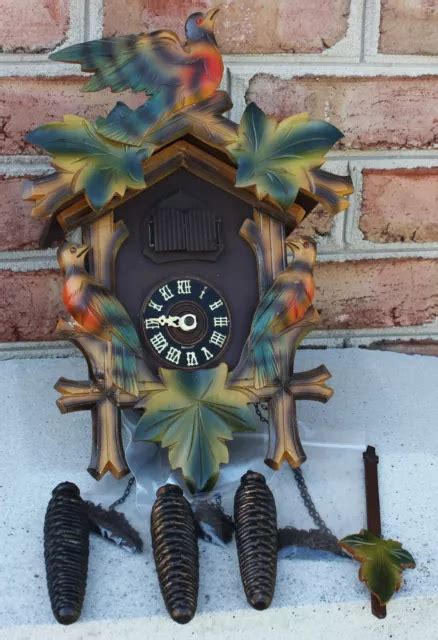 Vintage German E Schmeckenbecher Musical Cuckoo Clock For Parts Or