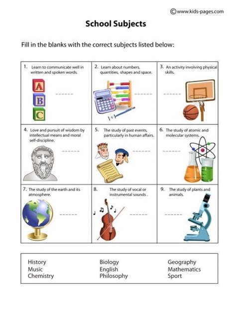 A collection of online esl games and activities for young learners, teens and even adults. School Subjects worksheets