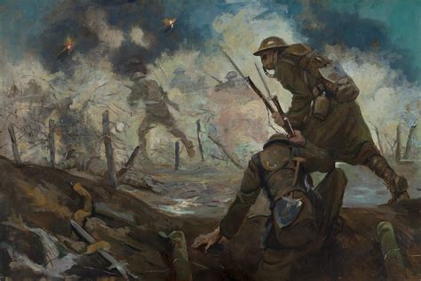 Battle Scene Painting By Samuel Johnson Woolf Embedded In The Wwi Trenches As An Artist