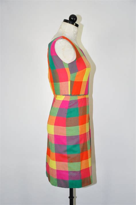 60s rainbow madras dress 1960s tulip wrap dress vintage etsy