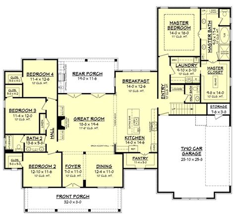 Farmhouse Style House Plan 4 Beds 25 Baths 2686 Sqft Plan 430 156