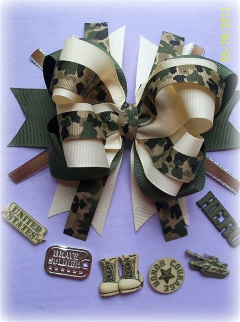 Items Similar To Camo Boutique Hair Bow With Choice Of Center Embellishment On Etsy