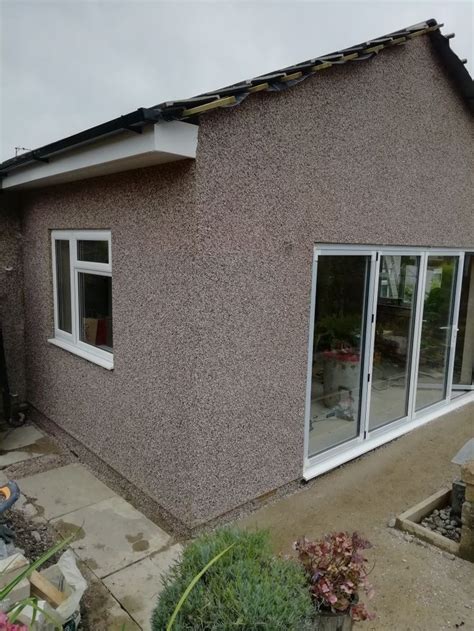 Extension Pebble Dash Coloured Render Outdoor Decor