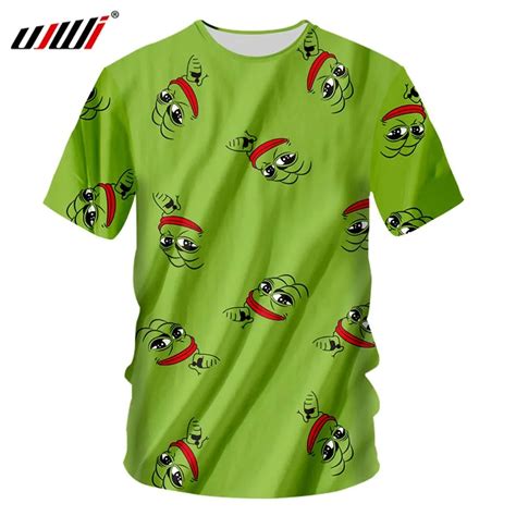 Ujwi Brand Pepe The Frog T Shirt Men Summer Tops Cool Green Cartoon Tee