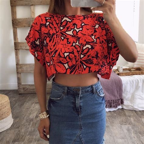 Fashion Women T Shirt Print Sexy Exposed Belly Short Sleeve O Neck Flower T Shirt Casual Gils