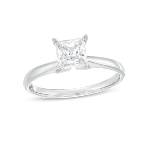Diamond Solitaire Ring 1 Carat Princess Cut 14k White Gold Ii2 Kay