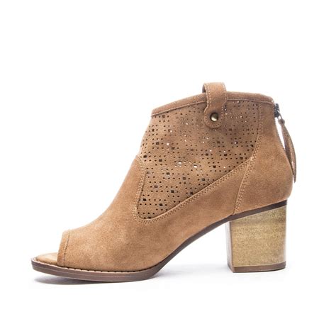 Dirty Laundry Suede Trixie Peep Toe Bootie In Camel Natural Lyst