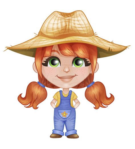 Mimi In Farmland A Little Farm Girl Vector Cartoon Illustrated With A