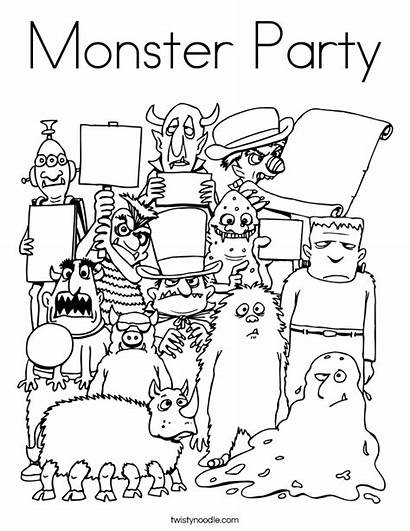 Coloring Monster Party Pages Monsters Alien Happy