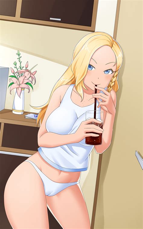 Rule 34 Blonde Hair Blue Eyes Booty Calls Clothed Drink Drinking Glass Drinking Straw Freckles