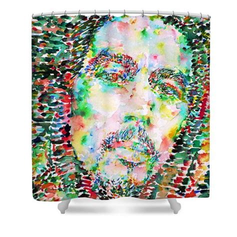 Rasta Paintings Shower Curtains Bob Marley Watercolor Portrait3