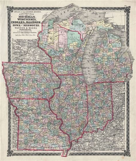 County Map Of Michigan Wisconsin Indiana Illinois Iowa And Missouri