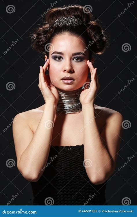 Shocking Beauty Portrait Of Cheeky Young Woman With Wire Necklace