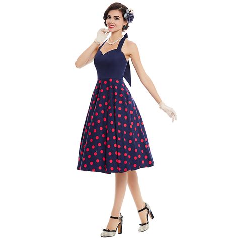 Sisjuly Women Rockabilly Vintage Dress Summer Pin Up Polka Dots S Patchwork Sleeveless Sexy