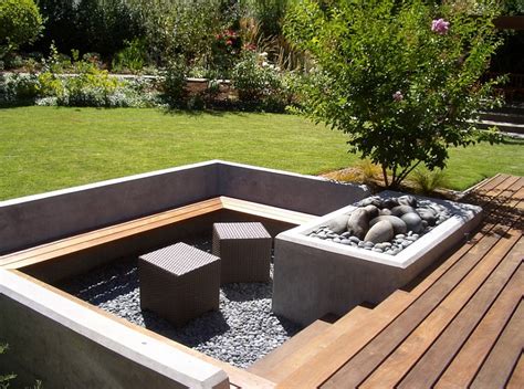 Fantastic Modern Backyard Landscaping Designs For You Sunken Backyard