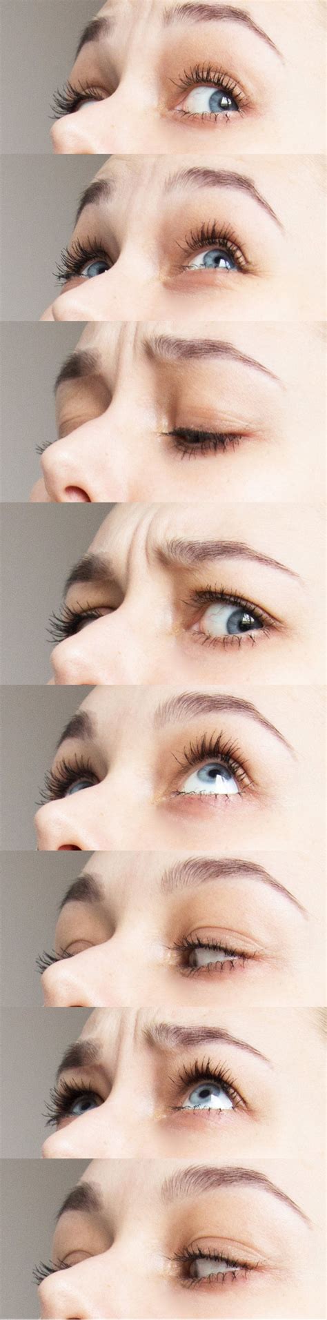 Four Different Views Of The Same Womans Blue Eyes And Eyebrows All