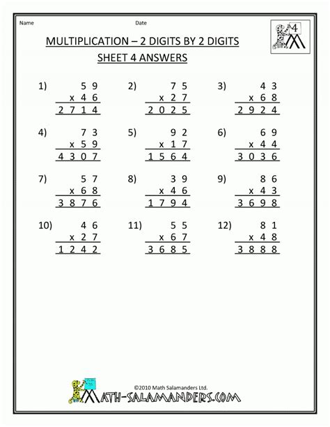 Multiplication Worksheets For 7th Graders