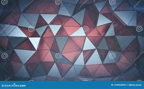 Multilayered Structure With Red Triangular Polygons 3d Render
