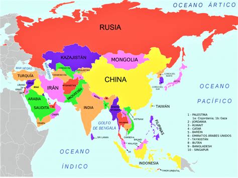 Mapa De Asia Pol Tico Mapa Continente Asi Tico
