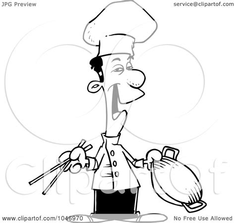 Cartoon chef character with pizza. Royalty-Free (RF) Clip Art Illustration of a Cartoon Black And White Outline Design Of A Chinese ...