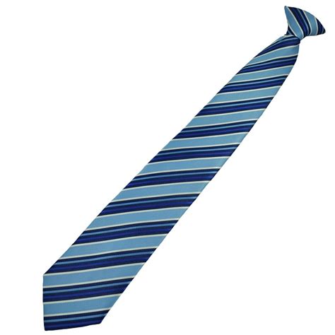 Navy Royal Light Blue And White Stripe Clip On Tie From Ties Planet Uk
