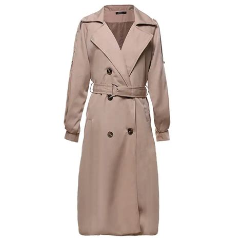2019 autumn new women s long thin trench coat european slimming double breasted lapel ladies
