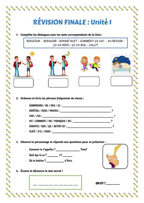 Vocabulaire interactive activity for 5º You can do the exercises