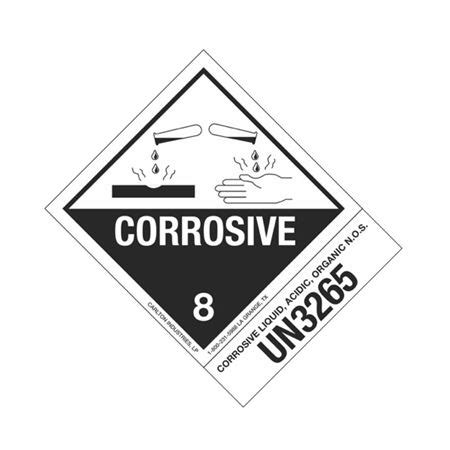 Hazmat Shipping Labels Corrosive Liquid Acidic Organic Nos