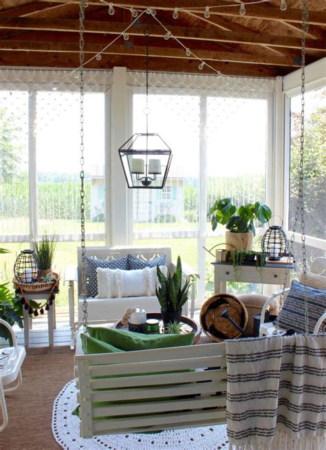 Boho Style Back Porch With Macrame Curtains Hymns And Verses