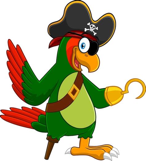 Personagem De Desenho Animado Do Papagaio Pirata Pássaro Acenando