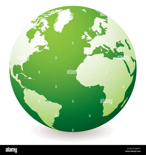 Green Planet Earth Showing A Green Globe With Drop Shadow Stock Photo