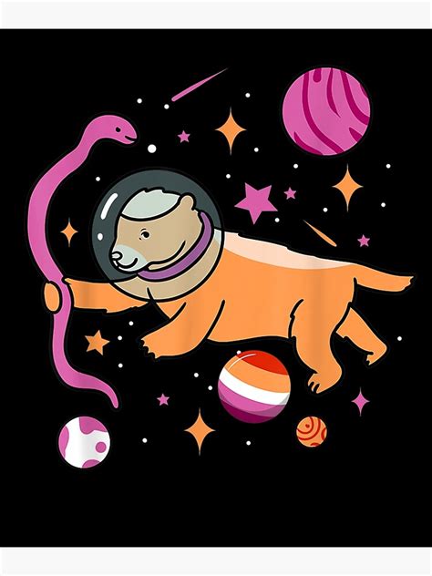 Lesbian Honey Badger Orange Pink Lesbian Pride Poster By Melisenda
