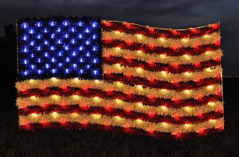 Large American Flag Light Display
