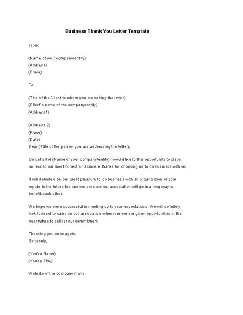 Business Thank You Letter Template Pdfsimpli