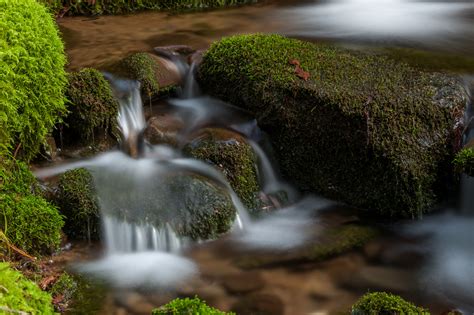 Wallpaper Landscape Waterfall Rock Grass Moss River Stone