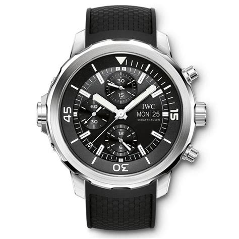 Iwc Aquatimer Automatic Chronograph Day Date Black Rubber Watch