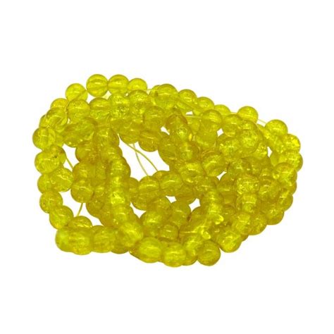 Crackle Glass Round Beads 6mm Yellow 130pcs 1 String Beads And Beading Supplies From The