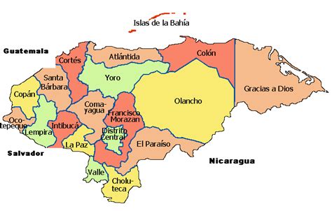 Mapa De Honduras Con Sus Departamentos Mapa De Honduras