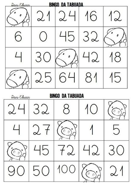 Bingo Da Tabuada Com Imagens Tabuada Bingo Métodos De Alfabetização