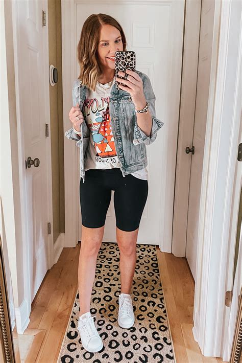 Ways To Style Bike Shorts Graphic Tee Jean Jacket Wishes And Reality