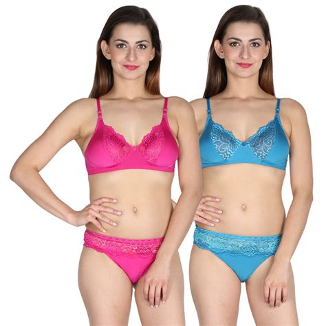Buy Urbaano Romantic Lace Bra Panty Set Blue Pink Ur6006c Online ₹609 From Shopclues