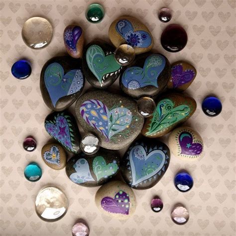 Pile Of Love In Blue 💙💜💙 Painted Rocks Stone Painting Blue Heart