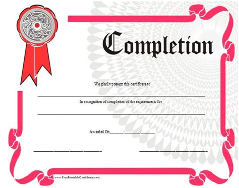 Certificate Of Completion Printable Certificate Printable
