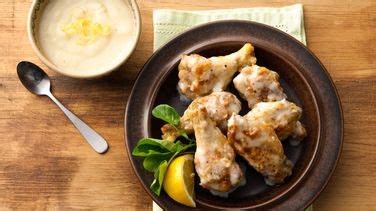 Dip chicken into egg, then coat evenly with bread crumb mixture; Creamy Parmesan-Garlic Chicken Wings recipe from Betty Crocker